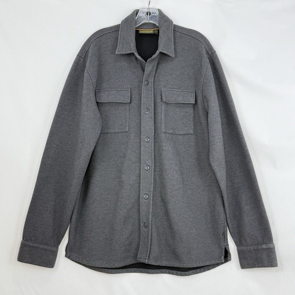 Timberland Men’s Large Gray Shirt Jacket Overshirt Button Front Pockets